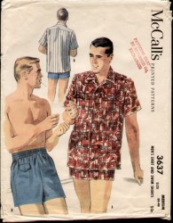 3637 MCC MEN'S 1956 SS SHIRT,SWIM TRUNKS PATTERN SMALL